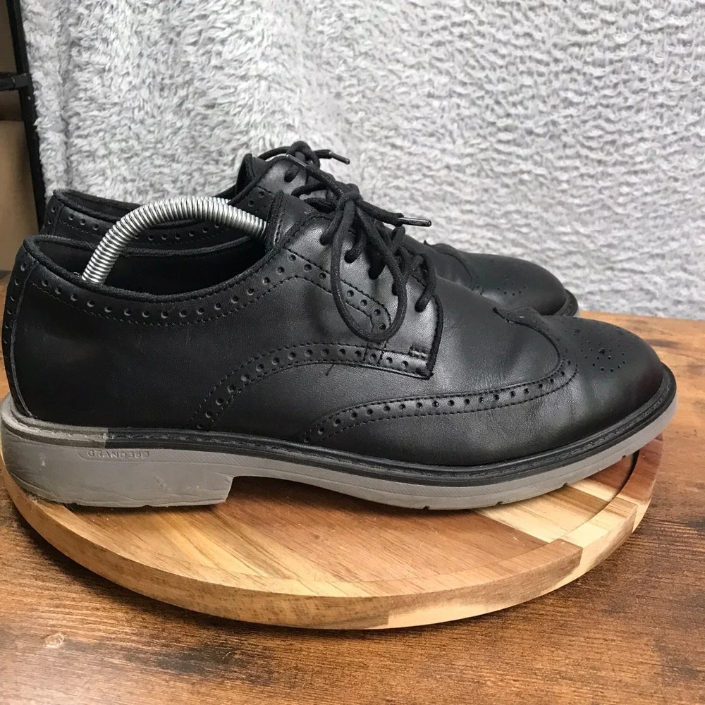Cole‎ Haan Go To Wingtip Oxford Mens 10M Black Leather Dress Derby Shoes